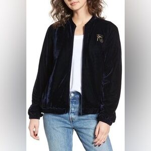 OBEY Spades Navy Velvet Bomber Jacket